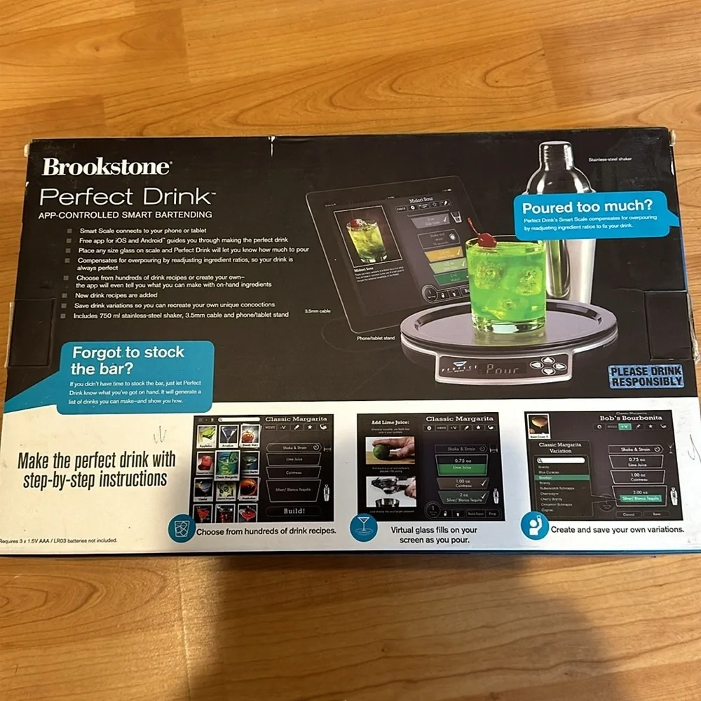 Brookstone Perfect Drink Smart Bartending Set - Black and Silver